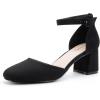 imageGreatonu Womens Closed Toe Ankle Strap 25 inch Low Block Heels Dress Wedding Party Pumps ShoesBlack