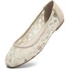 imageGreatonu Womens Flats Cut Out Round Toe Slip On Floral Ballet Flat Comfortable Lace Flats DressyBeige