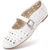 imageGreatonu Womens Flats Cut Out Round Toe Slip On Floral Ballet Flat Comfortable Lace Flats DressyWhitepu