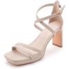 imageGreatonu Womens Heeled Sandals Open Toe Ankle Strap Strappy High Chunky Block Heel Pump Sandals Platform Heels NudeNude