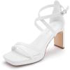 imageGreatonu Womens Heeled Sandals Open Toe Ankle Strap Strappy High Chunky Block Heel Pump Sandals Platform Heels NudeWhite