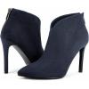 imageGreatonu Womens High Heel Boots Sexy Stiletto V Shape Pointy Toe Ankle BootiesNavy