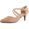 imageGreatonu Womens Low Heel Pumps Pointed Toe Bridal Wedding Party Kitten Heel Pump ShoesBeige
