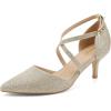 imageGreatonu Womens Low Heel Pumps Pointed Toe Bridal Wedding Party Kitten Heel Pump ShoesGold Glitter