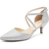 imageGreatonu Womens Low Heel Pumps Pointed Toe Bridal Wedding Party Kitten Heel Pump ShoesSilver Glitter