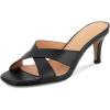 imageGreatonu Womens Square Toe Summer Heels Mules Cross Strap Slip on 25 Inch kitten Heeled SandalsBlack