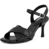 imageGreatonu Womens Square Toe heels Open Toe Slipon Sandals Heeled MulesBlack Quilted