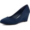 imageGreatonu Womens Wedge Pumps Closed Toe High Heel Slip on Office Dress ShoesNavy