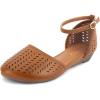 imageMaxMuxun Womens Roman Ankle Strap Cage Closed Toe Flat SandalsBrown
