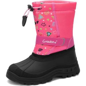 imageGreatonu Kids Snow Boots Waterproof Boys Girls Winter Boots Mid Calf Insulated Duck BootsPink