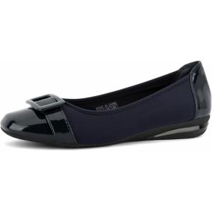 imageGreatonu Womens Ballet Flats Casual Comfort Slip On Low Wedge Dress Shoes with BuckleNavy