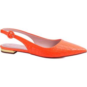 imageGreatonu Womens Closed Pointed Toe Pumps Low Heels Slingback Flats Shoes Orange Size 7 US