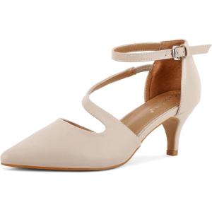 imageGreatonu Womens Low Heel Pumps Pointed Toe Bridal Wedding Party Kitten Heel Pump ShoesBeige2