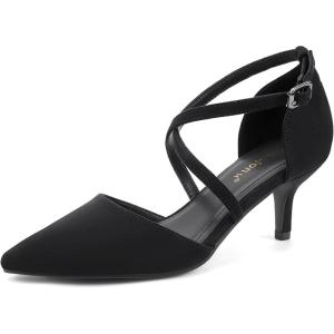 imageGreatonu Womens Low Heel Pumps Pointed Toe Bridal Wedding Party Kitten Heel Pump ShoesBlack