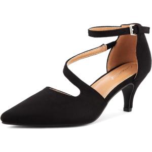 imageGreatonu Womens Low Heel Pumps Pointed Toe Bridal Wedding Party Kitten Heel Pump ShoesBlack2