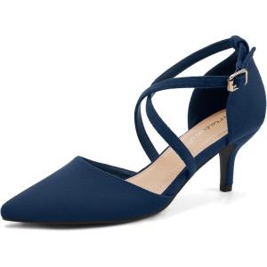 imageGreatonu Womens Low Heel Pumps Pointed Toe Bridal Wedding Party Kitten Heel Pump ShoesBlue