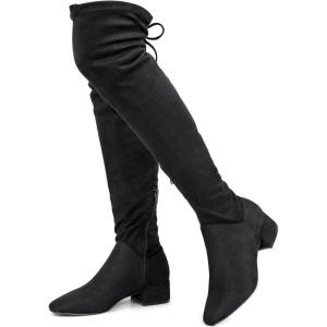 imageGreatonu Womens Over Knee High Boots Warm Winter Long Boot with Side Zipper Back Lace Fashion Thigh High BootsBlack177 Inchs