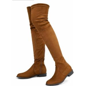 imageGreatonu Womens Over Knee High Boots Warm Winter Long Boot with Side Zipper Back Lace Fashion Thigh High BootsCamel098 Inchs
