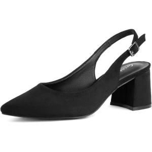 imageGreatonu Womens Slingback Block Heel Pointed Toe Dress Pumps ShoesBlack