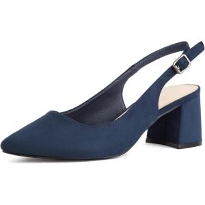 imageGreatonu Womens Slingback Block Heel Pointed Toe Dress Pumps ShoesNavy