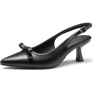 imageGreatonu Womens Slingback Kitten Heel Pointed Toe Dress Pumps ShoesBlackbow Tie