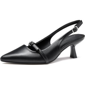 imageGreatonu Womens Slingback Kitten Heel Pointed Toe Dress Pumps ShoesBlackmary Jane