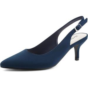 imageGreatonu Womens Slingback Kitten Heel Pointed Toe Dress Pumps ShoesBlueSuede