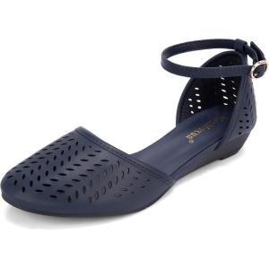 imageMaxMuxun Womens Roman Ankle Strap Cage Closed Toe Flat SandalsBlue
