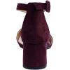 imageGreatonu Womens Ankle Strap Closed Toe Low Block Heel Wedding Dress Dorsay PumpsBurgundyhalf a Size Bigger