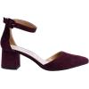 imageGreatonu Womens Ankle Strap Closed Toe Low Block Heel Wedding Dress Dorsay PumpsBurgundyhalf a Size Bigger