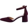 imageGreatonu Womens Ankle Strap Closed Toe Low Block Heel Wedding Dress Dorsay PumpsBurgundyhalf a Size Bigger