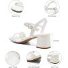 imageGreatonu Womens Braided Strappy Heeled Sandals 197 inch Low Chunky Block Heels Square Open Toe Ankle Strap Sandal Heels Dressy Sandals 2025 Party Wedding Prom ShoesWhite