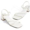 imageGreatonu Womens Braided Strappy Heeled Sandals 197 inch Low Chunky Block Heels Square Open Toe Ankle Strap Sandal Heels Dressy Sandals 2025 Party Wedding Prom ShoesWhite