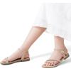 imageGreatonu Womens Rhinestone Flat Sandals with Ankle Strap Open Toe Sandals Wedding Bridal Prom Sparkly Bling Comfortable Dressy SandalsBeige