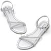 imageGreatonu Womens Rhinestone Flat Sandals with Ankle Strap Open Toe Sandals Wedding Bridal Prom Sparkly Bling Comfortable Dressy SandalsSilver