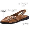 imageGreatonu Womens Slingback Flats for Women Ballerina Shoes Studs Buckle Flat Shoes Cross Strap Closed Toe Sandals Pointed Toe Ballet Flats Casual Party Dressy ShoesBrown Pu Cross Strap
