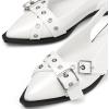 imageGreatonu Womens Slingback Flats for Women Ballerina Shoes Studs Buckle Flat Shoes Cross Strap Closed Toe Sandals Pointed Toe Ballet Flats Casual Party Dressy ShoesWhite Patent Cross Strap