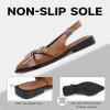 imageGreatonu Womens Slingback Flats for Women Ballerina Shoes Studs Buckle Flat Shoes Cross Strap Closed Toe Sandals Pointed Toe Ballet Flats Casual Party Dressy ShoesBrown Pu Cross Strap
