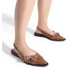 imageGreatonu Womens Slingback Flats for Women Ballerina Shoes Studs Buckle Flat Shoes Cross Strap Closed Toe Sandals Pointed Toe Ballet Flats Casual Party Dressy ShoesBrown Pu Cross Strap