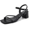 imageGreatonu Womens Braided Strappy Heeled Sandals 197 inch Low Chunky Block Heels Square Open Toe Ankle Strap Sandal Heels Dressy Sandals 2025 Party Wedding Prom ShoesBlack