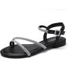 imageGreatonu Womens Rhinestone Flat Sandals with Ankle Strap Open Toe Sandals Wedding Bridal Prom Sparkly Bling Comfortable Dressy SandalsBlack