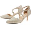 imageGreatonu Womens Low Heeled Closed Pointed Toe Pumps Kitten Heel Cross Strap Wedding Bridal Party Office Dress ShoesGold Glitter
