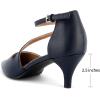imageGreatonu Womens Low Heeled Closed Pointed Toe Pumps Kitten Heel Cross Strap Wedding Bridal Party Office Dress ShoesNavy