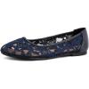 imageGreatonu Womens Flats Cut Out Round Toe Slip On Floral Ballet Flat Comfortable Lace Flats DressyNavy Blue