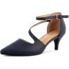 imageGreatonu Womens Low Heeled Closed Pointed Toe Pumps Kitten Heel Cross Strap Wedding Bridal Party Office Dress ShoesNavy