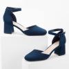 imageGreatonu Womens Closed Toe Ankle Strap 25 inch Low Block Heels Dress Wedding Party Pumps ShoesBlue