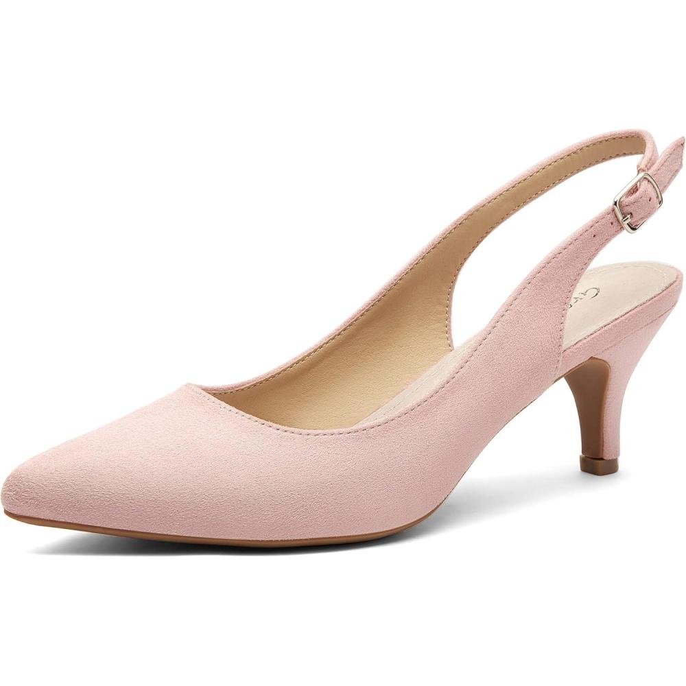 imageGreatonu Womens Slingback Kitten Heel Pointed Toe Dress Pumps ShoesLight Pink