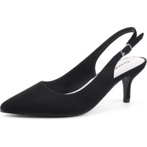 imageGreatonu Womens Slingback Kitten Heel Pointed Toe Dress Pumps ShoesBlack