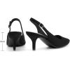 imageGreatonu Womens Kitten Heels Pointed Toe Slingback Leather Insole Dress Pumps ShoesBlack