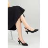 imageGreatonu Womens Kitten Heels Pointed Toe Slingback Leather Insole Dress Pumps ShoesBlack